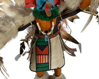 Vintage 1984 John Bahe Signed Navajo Eagle Dancer Kachina Doll, 19" Wingspan
