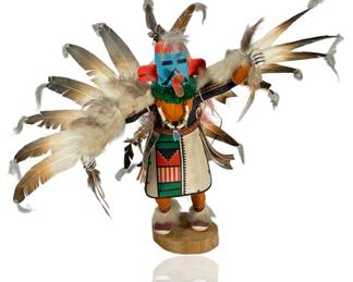 Vintage 1984 John Bahe Signed Navajo Eagle Dancer Kachina Doll, 19" Wingspan
