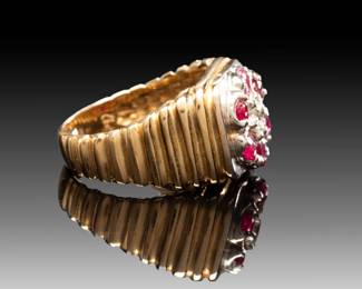 Vintage JTC 14K Gold Men's Ruby & Colorless Stone Tank Ring 9.76g
Vintage JTC 14K Gold Men's Ruby & Colorless Stone Tank Ring 9.76g
