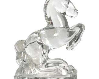Vintage L.E. Smith Art Deco Glass Rearing Horse Sculpture / Single Bookend, c. 1940s
