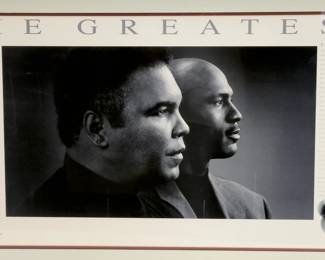 Muhammad Ali & Michael Jordan "The Greatest" Framed Promotional Poster Print c. 1998

