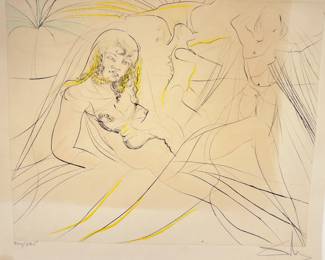 Salvador Dalí  “Death of Cleopatra" (Mort de Cléopâtre), 1972, Hand-Signed Limited Edition Color Etching on Arches Paper, 244/325, Surrealist, Egyptian Theme.
