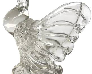 Vintage 1940s HEISEY No. 1557 "Chanticleer" Crystal Glass Rooster Vase Figurine
