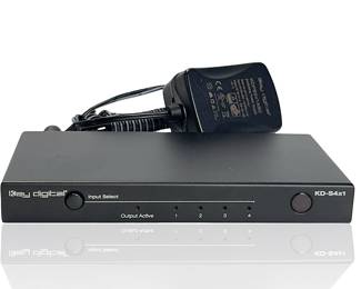Key Digital KD-S4x1 4x1 HDMI Switcher | Pro AV 4K 60Hz 4:4:4 18Gbps HDR HDCP 2.2
