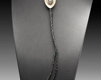 Vintage "HA" Artist Signed Sterling Silver Modernist Studio Craft Abstract Mask Bolo Tie
