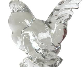 Vintage Original A.H. Heisey Crystal Glass Hen Figurine, American Elegant Glass, c. 1940s
