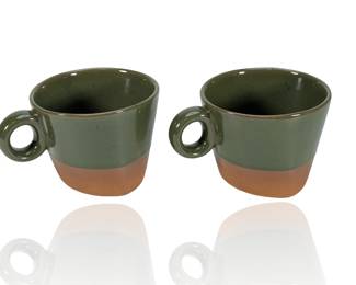 Vintage Signed Paul ESHELMAN Studio Art Pottery Mugs (Pair) - Early Career Work
