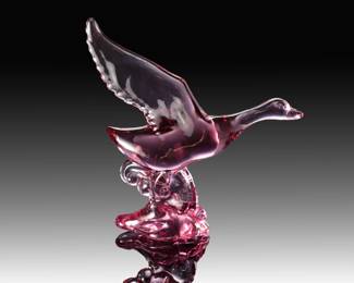 Vintage 1993 Heisey by Dalzell Viking LAVENDER ICE Mallard Duck Figurine HCA L.E. 160/450 Color-Shifting Neodymium Art Glass

