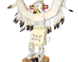 Monumental P. Yazzie Navajo Eagle Dancer Kachina Doll Sculpture, 44-Inch
