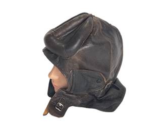 Vintage Swedish Army Leather Tanker Helmet WWII-Era Style Size 59 Pansarmössa KAIF Marked
