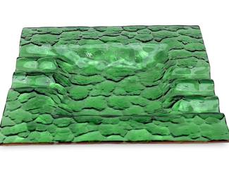 Mid-Century Brutalist Green Glass Ashtray, c. 1960s
