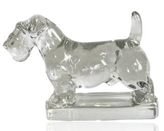 Vintage 1940s Heisey No. 1541 Crystal Glass Scottie Dog Figurine Paperweight, Royal Hickman Design
