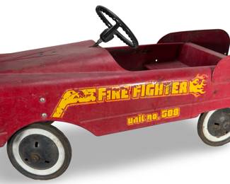 Vintage 1960s AMF Fire Fighter Unit 508 Pedal Car, Original Paint & Graphics, Pressed Steel
