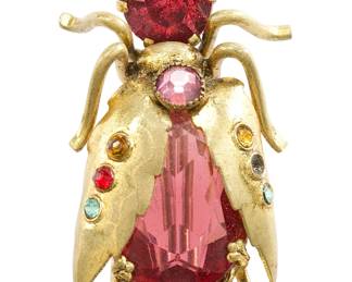 Vintage 1920s Art Deco Czech Glass Bee Brooch Pin Signed CZECHO
