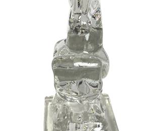 Vintage 1940s L.E. Smith Art Deco Glass Rearing Horse Sculpture / Bookend / Paperweight
