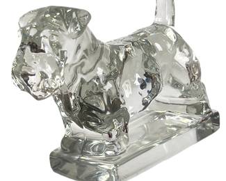 Vintage 1940s Heisey No. 1541 Crystal Glass Scottie Dog Figurine Paperweight, Royal Hickman Design

