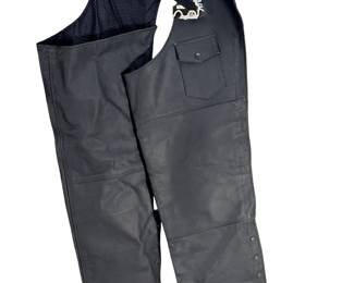 WK Genuine Leather Motorcycle Chaps Mens Size 34 Black Biker Riding NWT YKK
