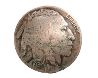 Vintage 1936 Buffalo Nickel Button - Authentic US Coin Folk Art, Great Depression Era Americana

