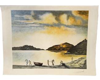 Salvador Dalí (1904-1989) "Port Lligat at Sundown" Pencil-Signed Color Lithograph, Ed. 80/300
