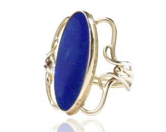 Vintage Ornate Gold Tone & Lapis Lazuli Ring Sz 7 AS-IS for Repair Project
