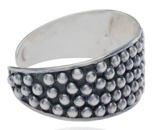 Vintage 1993 Brenda Schoenfeld Taxco Sterling Silver Brutalist 'Caviar' Cuff Bracelet
