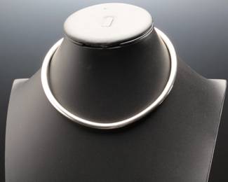 Vintage Mark Wasserman Samara MWS Sterling Silver Modernist Choker Necklace
