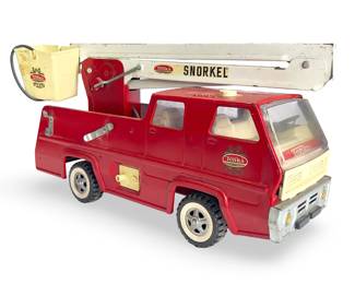 Vintage 1970s Tonka Snorkel Fire Truck No. 505 Pressed Steel Toy - Made in USA
