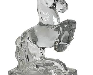 Vintage L.E. Smith Art Deco Glass Rearing Horse Sculpture / Single Bookend, c. 1940s
