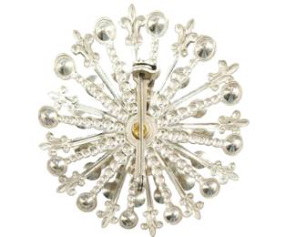 Vintage 1950s Starburst Brooch with Molded Baroque Pearl & Rhinestones
