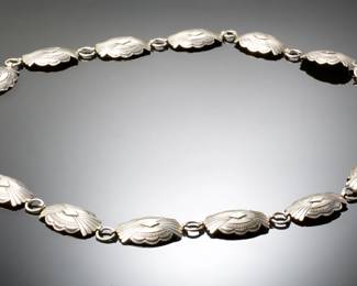 Vintage Navajo-Style Stamped Sterling Silver Link Concho Belt, Signed GT Native American 
