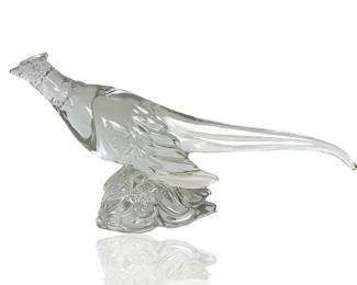 Vintage Original HEISEY No. 1 Ringneck Pheasant Crystal Glass Figurine c. 1942-55
