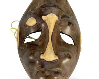 Vintage Balinese Hand-Carved Wood Two-Faced "Comedy & Tragedy" Theater Mask
