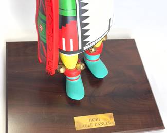 Large Hopi Eagle Dancer Kachina Resin Sculpture on Wooden Base
