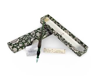 Vintage SANTO CIELO Murano Art Glass Dip Pen w/ Aventurine & Original Box Italy

