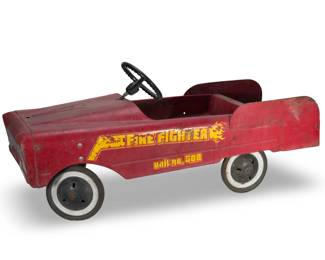 Vintage 1960s AMF Fire Fighter Unit 508 Pedal Car, Original Paint & Graphics, Pressed Steel
