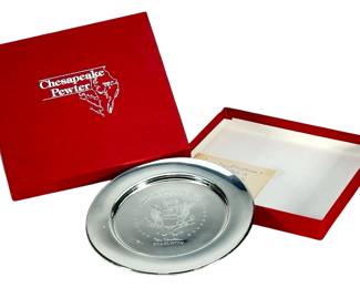 Vintage 1997 Bill Clinton Presidential Inauguration Pewter Plate by Chesapeake Pewter w/ Box
