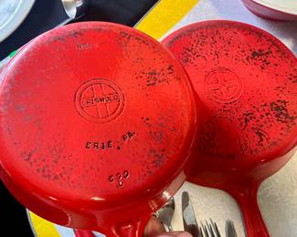 Griswold enameled skillets 