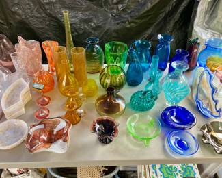 Colored glass and Blenko pieces