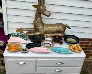 Massive brass elk and more ashtrays