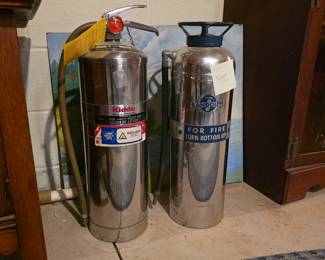 Vintage fire extinguishers.