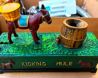 Cast Iron Mechanical Bank Kicking Mule