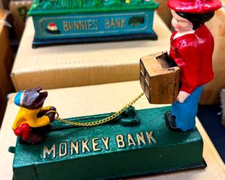 Cast Iron Mechanical Bank Monkey Bank