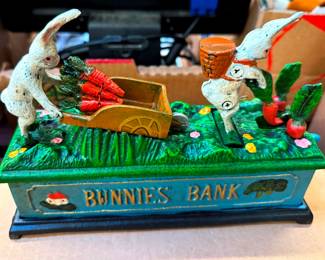 Cast Iron Mechanical Bank Bunnie Bank