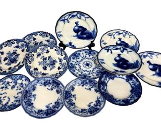 Doulton Burslem and Johnson Bros Flow Blue China Turkey Plates and more made in England