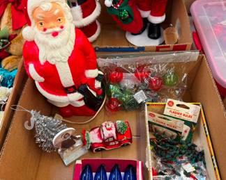 Vintage Light Up Santa, Lights and More