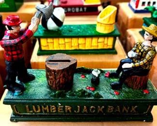 Cast Iron Mechanical Bank Lumber Jack Bank