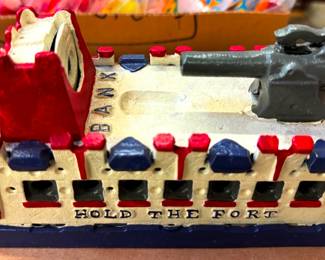 Cast Iron Mechanical Bank Hold The Fort