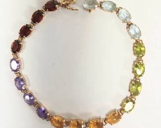 Multi colored semi precious stone bracelet. Med wrist 7"