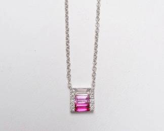 All different Sapphires in this white gold necklace with diamond accents