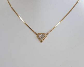 16" Dainty diamond pendant in 14k yellow gold